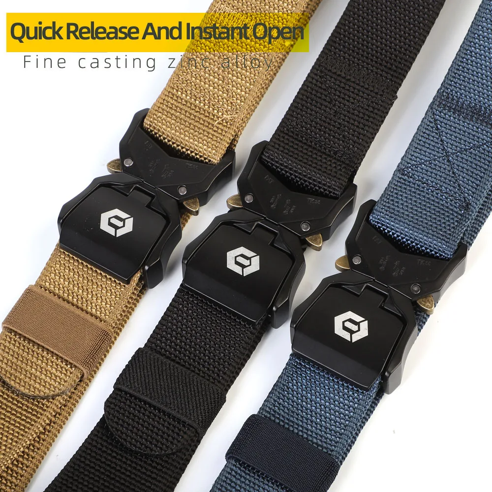 Logo Custom Belt Aluminum Alloy Quick Release Grade Tactical Nylon Belt