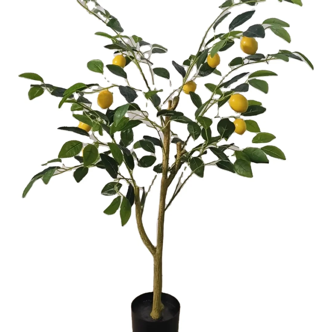 New Design Wholesale Artificial Plants Indoor Outdoor Lemon Potted Plant Fiddle Leaf Fig Tree Ficus Eco-Friendly Tree