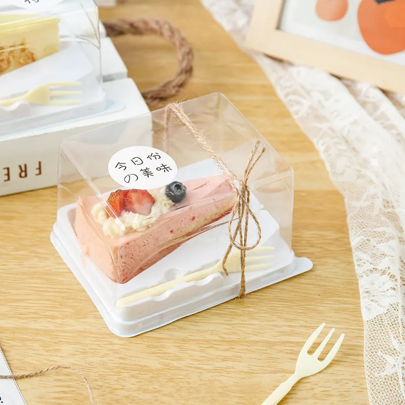 Disposable Blister Cake Box High Quality Square Pastry Cake Box Plastic Dessert Tiramisu Cake Box
