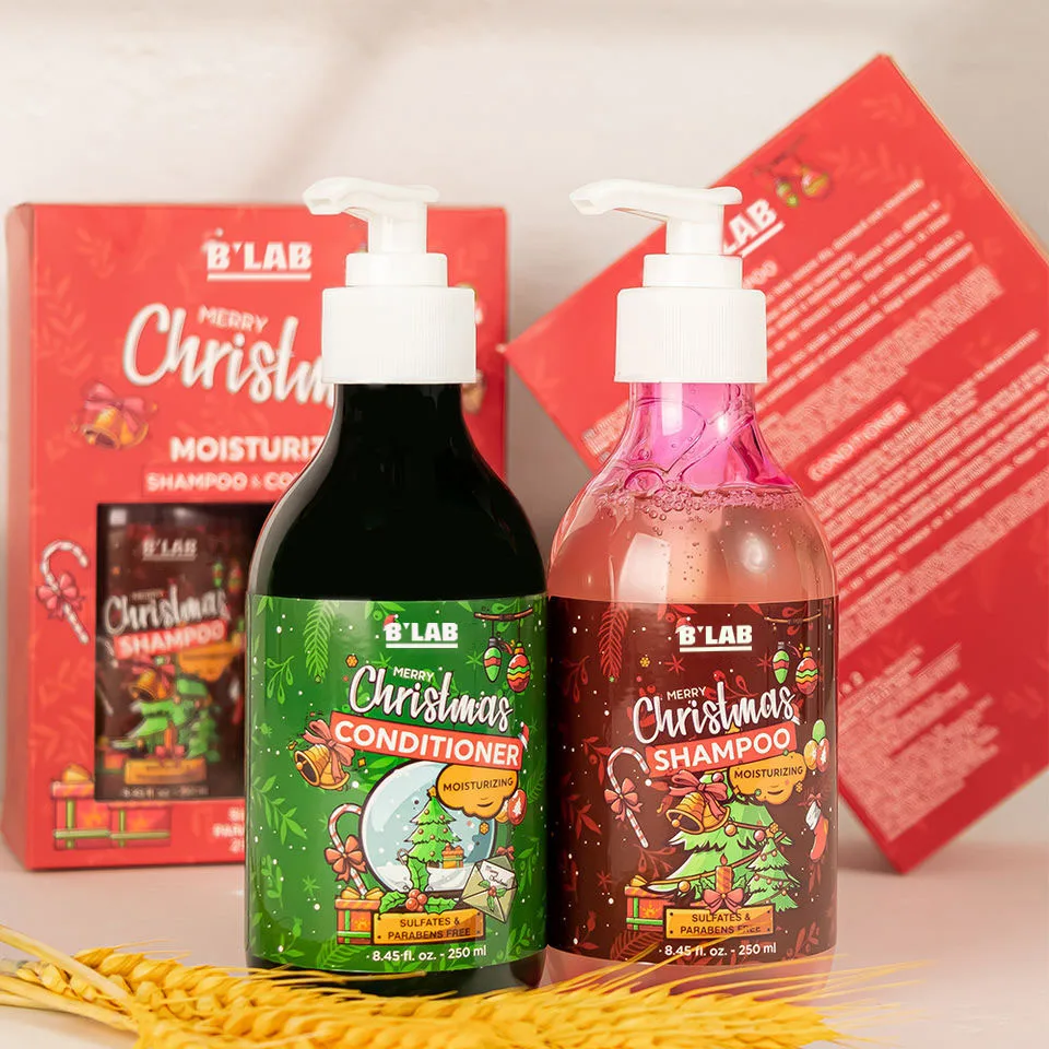 Private label Merry Christmas anti hair loss treatment vegan anti dandruff herbal shampoo organic shampoo and conditioner