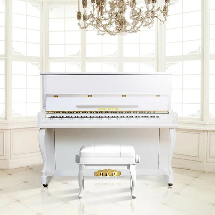 Middleford Price White Upright Wooden Piano for Kids and Adults 123