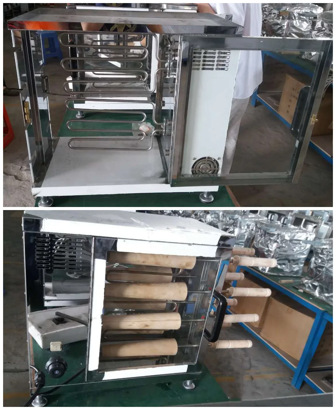 Electric gas kurtos kalacs trdelnik chimeny chimney cake oven cak cone bake maker price roller roll bakery grill making machine