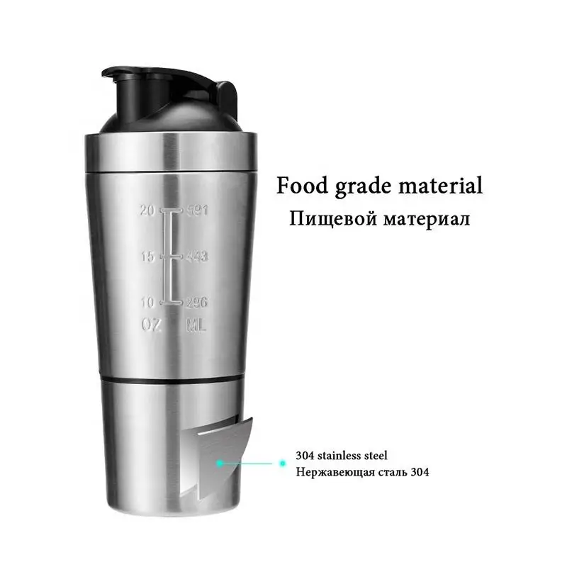 20Oz Sports Water Bottle Fitness Gym Powder Protein Shaker Cup Stainless Steel Shaker Bottles Bottle Water Plastic