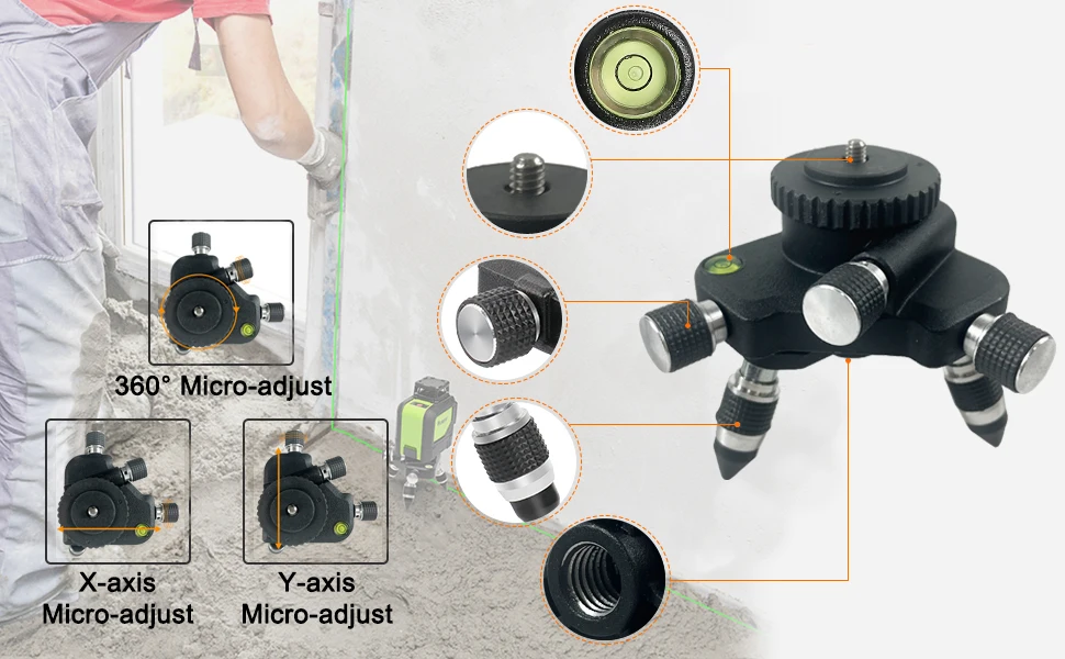 Laser Level Adapter MT2  360 Degree Rotating Fine Turning Pivoting Base