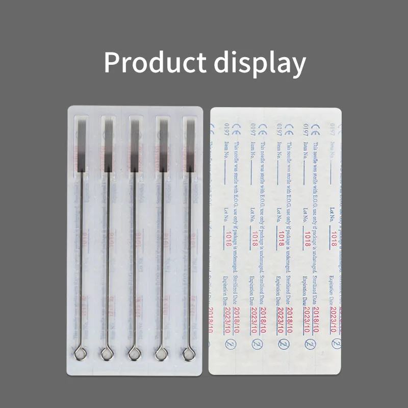 Wholesale 50pcs 0.35MM Stainless Steel Flat Tattoo Needles 5F 7F 9F 11F 13F 15F Disposable Tattoo Needle for Coil Tattoo Gun