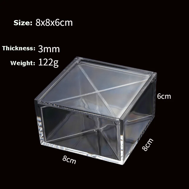 Songhui PS Materials Clear Acrylic Cube Storage Box with Hinged Lid for Sweet
