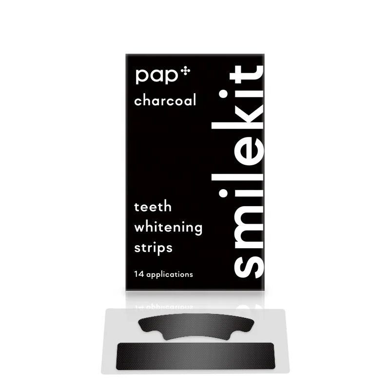 2022 Smilekit новая формула отбеливающие полоски Pap + уголь для черных зубов с личным логотипом
