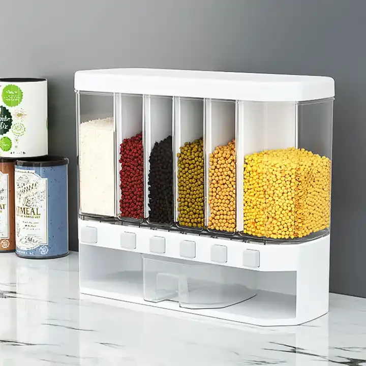 Food Storage Box top Plastic cereal Dispenser Storage Box Kitchen Food Grain Rice Container