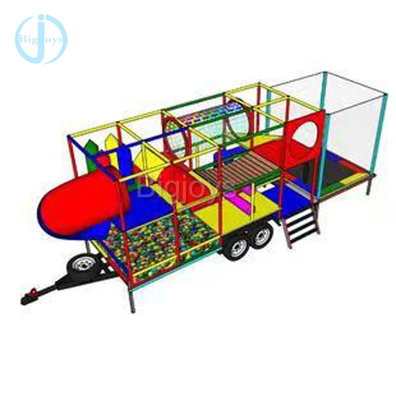 Cheap movable indoor playground trailer mounted naughty castle