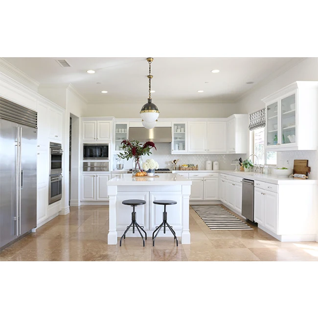  Новая модель античный белый кухонный шкаф дизайн из массива вишни