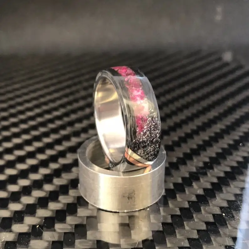 Ruby Meteorite Rings Space Rings With Metal Accents Wedding Rings