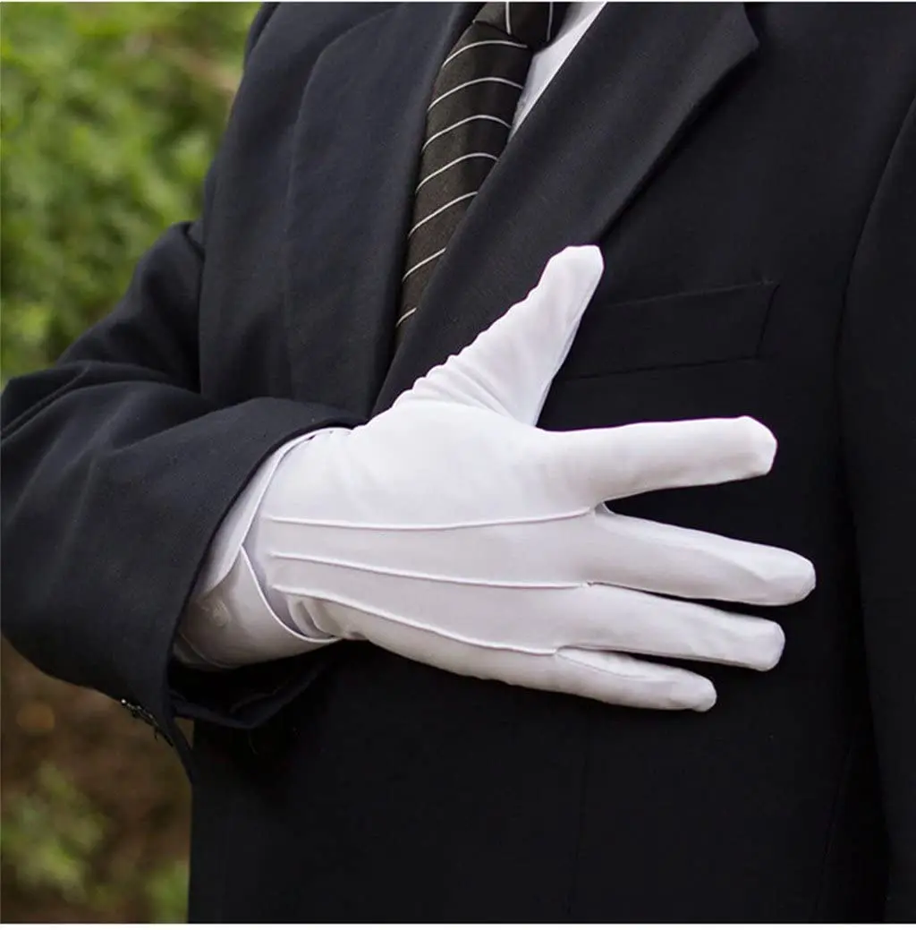 High Quality Ceremonial Parade Marching Church Embroidered Plain White Cotton Masonic Regalia Gloves