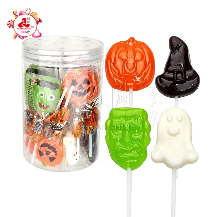 Halloween candy cartoon pumpkin ghost shapes lollipop sweet candy