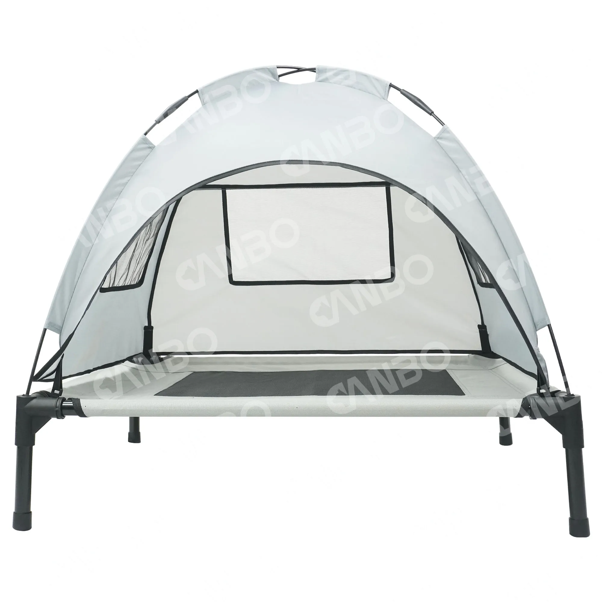 Manufacture travel durable elevated pet dog bed oxford raised pet cot portable breathable pet bed with canopy