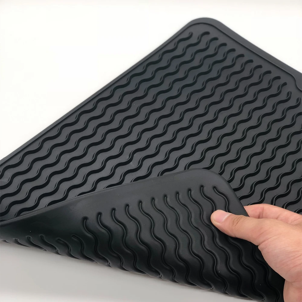 Dish Drying Mat Silicone Drain Mat For Countertop Water Ripple Non-slip Easy To Clean Insulation Draining Pad