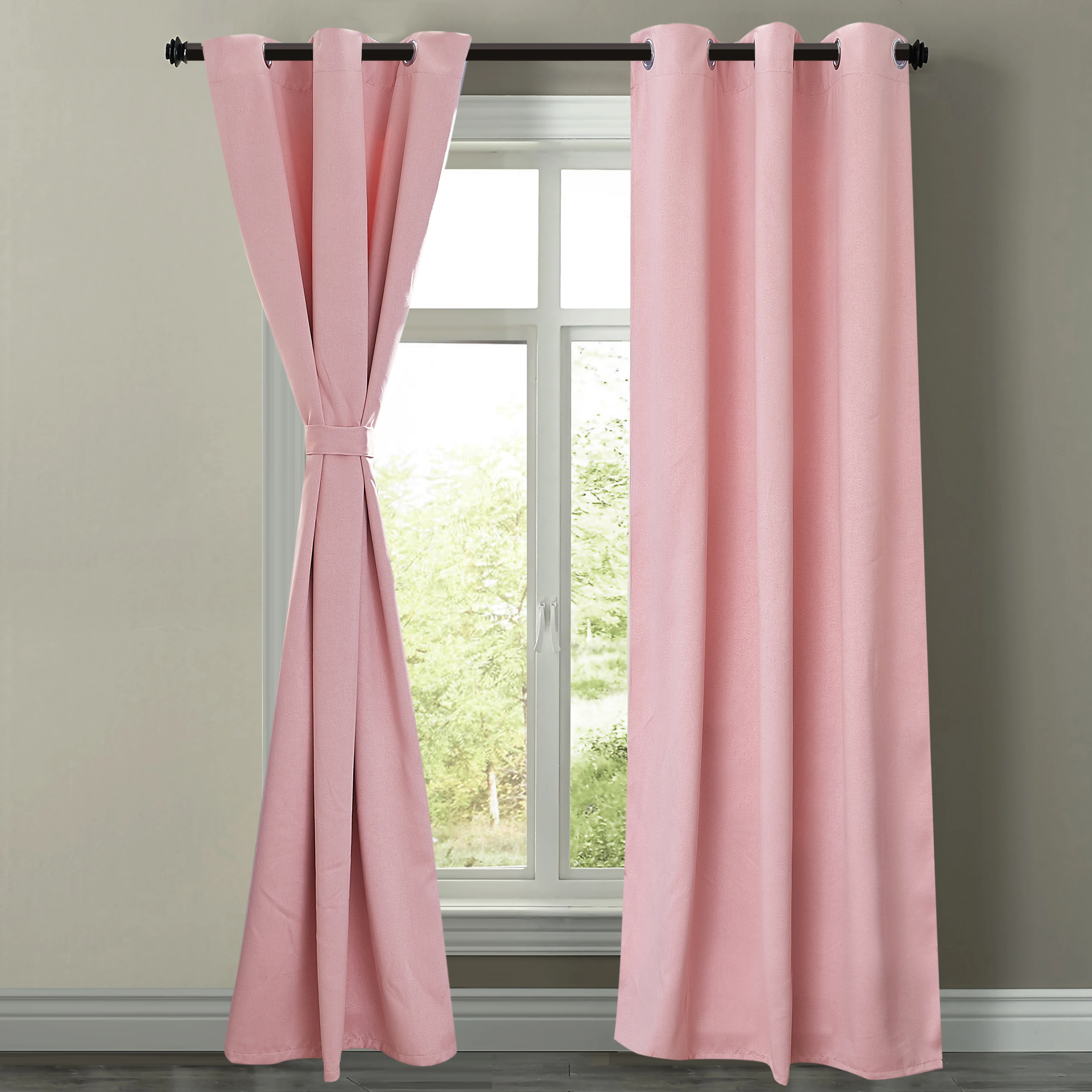 Thermal Insulated Grommet Blackout Curtains for Bedroom (2 Panels, W42 x L63 -Inch, PINk)