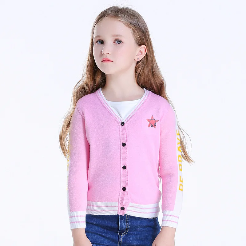 
2019 pink organic rainbow cashmere girl knitted kids sweater 