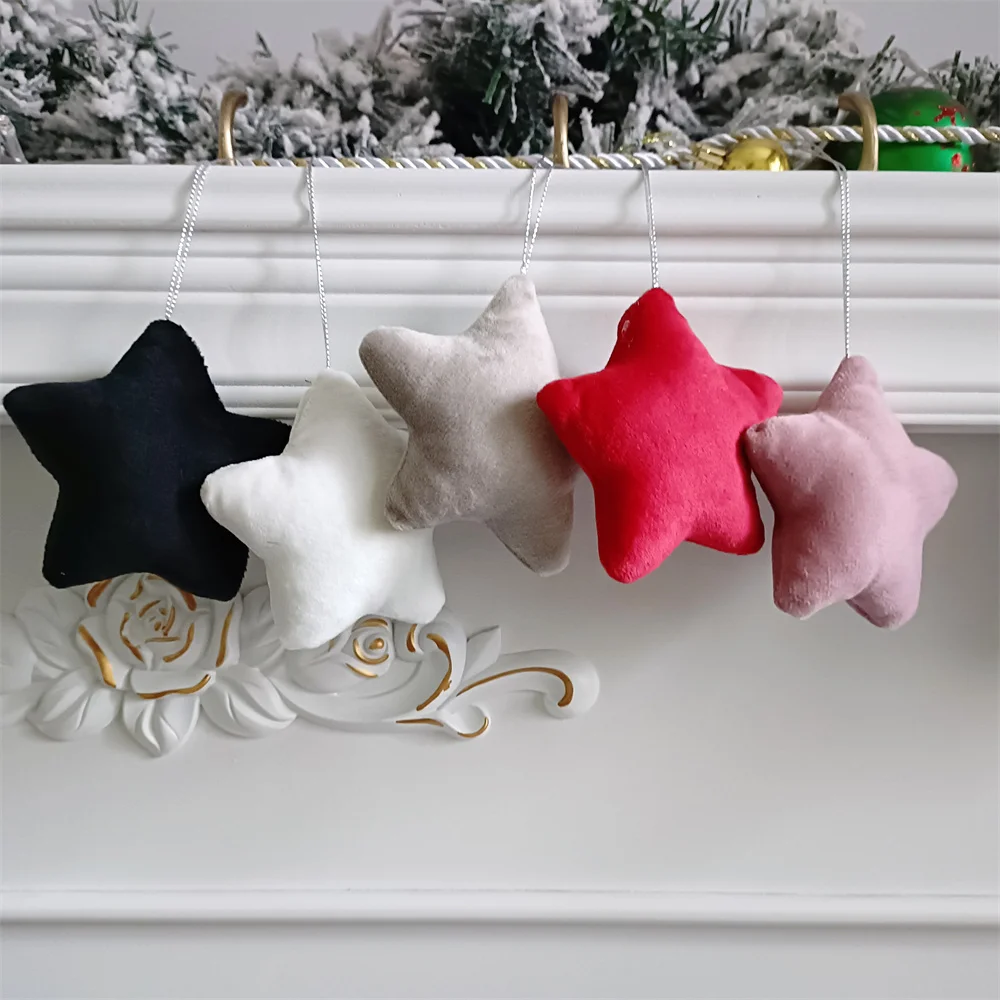 Tree Ornaments Hanging Velvet Star Decorations Christmas blank Bauble Star Christmas Tree Ornament