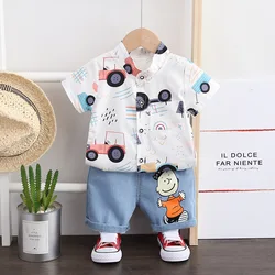 2022 Summer Kids Boys Boutique Clothing Print Shirts Suit Kids Casual Short Sleeves Clothes Set boys clothing sets baby clothes