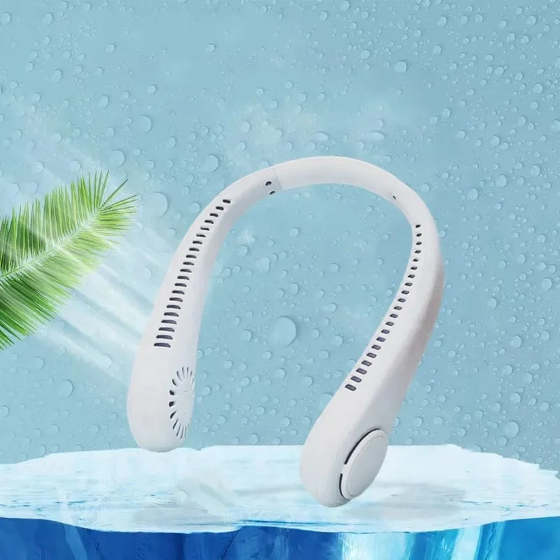 F09 Portable Rechargeable vaneless Neck Fan Cooler Adjustable 360 Degree rotation 3 Speed Neck Fan Sport Outdoor Air Cooling Fan