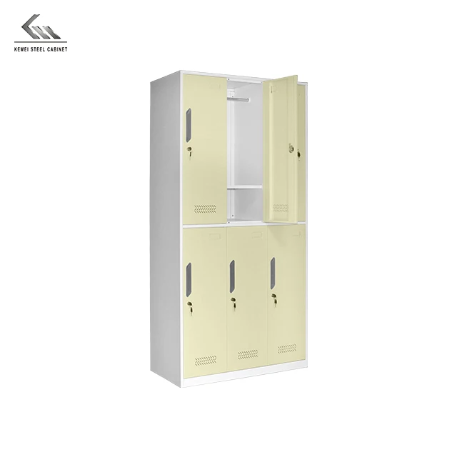 6 Door Metal Storage Cabinet Kd Steel Gym Changing Room Locker For Sale