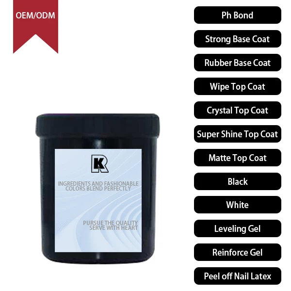 OEM Private Logo Clear Gel 1 kg Bulk UV Nail Polish Strip Top Coat Rubber with UV Gel Polish