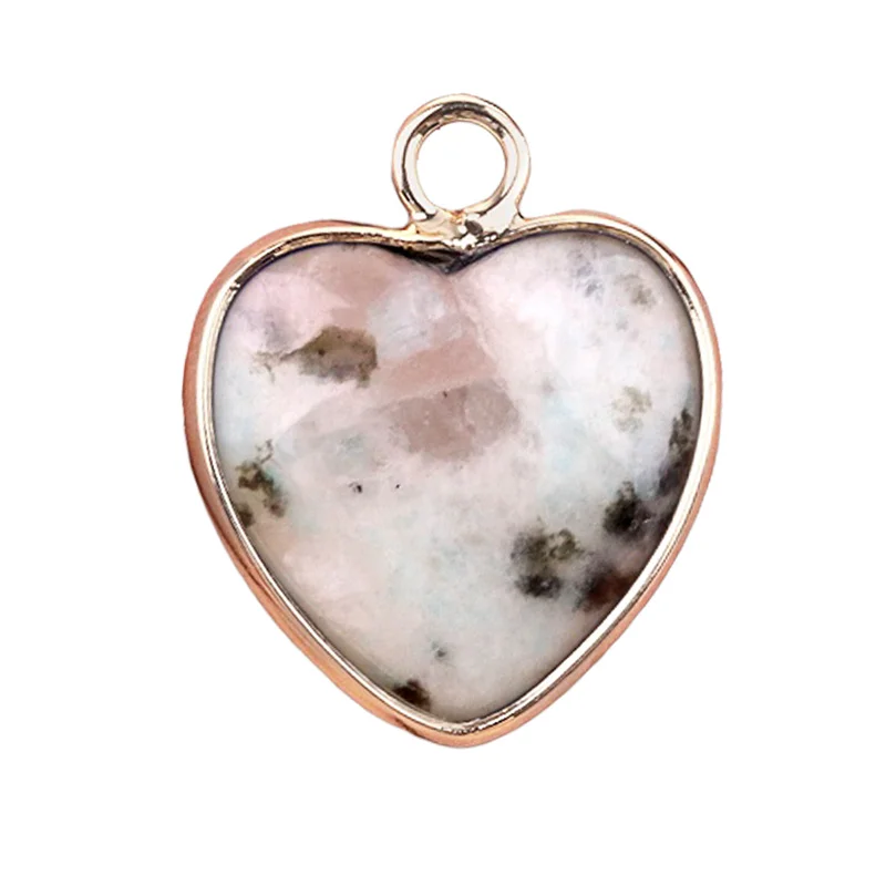 Wholesale Natural Crystal Kiwi Stone Pendant From China Kiwi Stone With Gold Plating Vintage Heart Connector Pendant For Gift