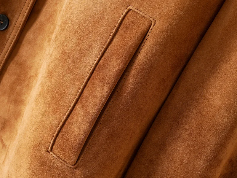 Fall Luxury Elastic Hem Short Genuine Leather Coat Custom Logo Soft Warm Bomber Brown Sheepskin Suede Leather Jacket for Women