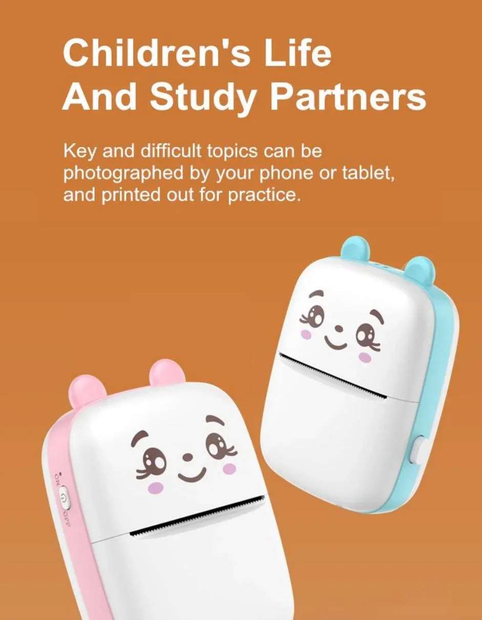 Mini Photo Printer Mini Pocket Concise White Inkless Thermal Label Printer for Android Ios Phone Impressor Printer