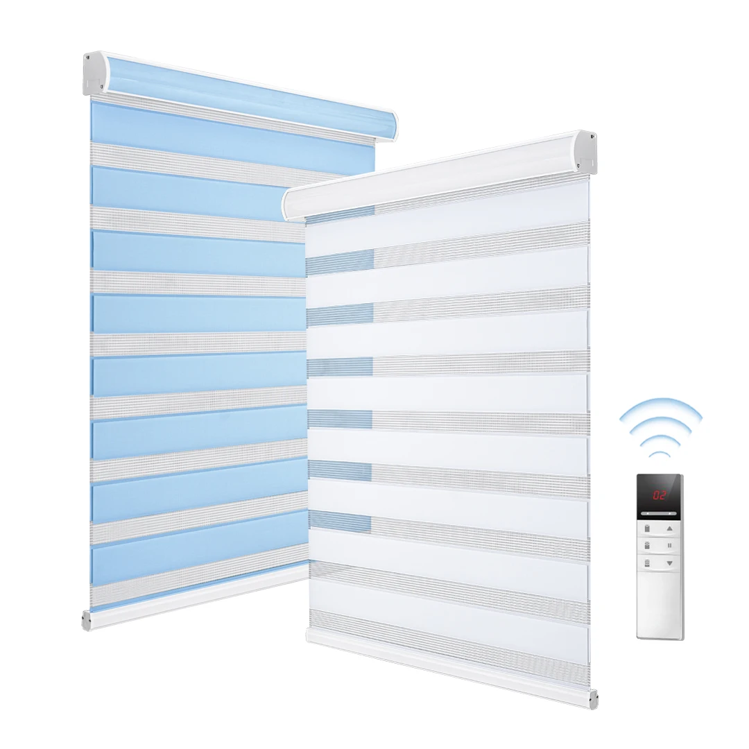 STARDECO Wifi Control Smart Zebra Curtain Blinds Window Shades Motorized Shutter Blackout Electric Curtain Shades