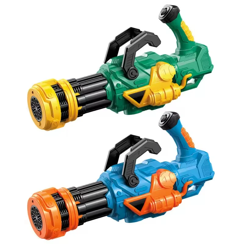 Kids Outdoor Automatic Soap Water Toy Portable Electric Bubble Maker Machine Toy With Light Music New Gatling Bubble Gun Toys