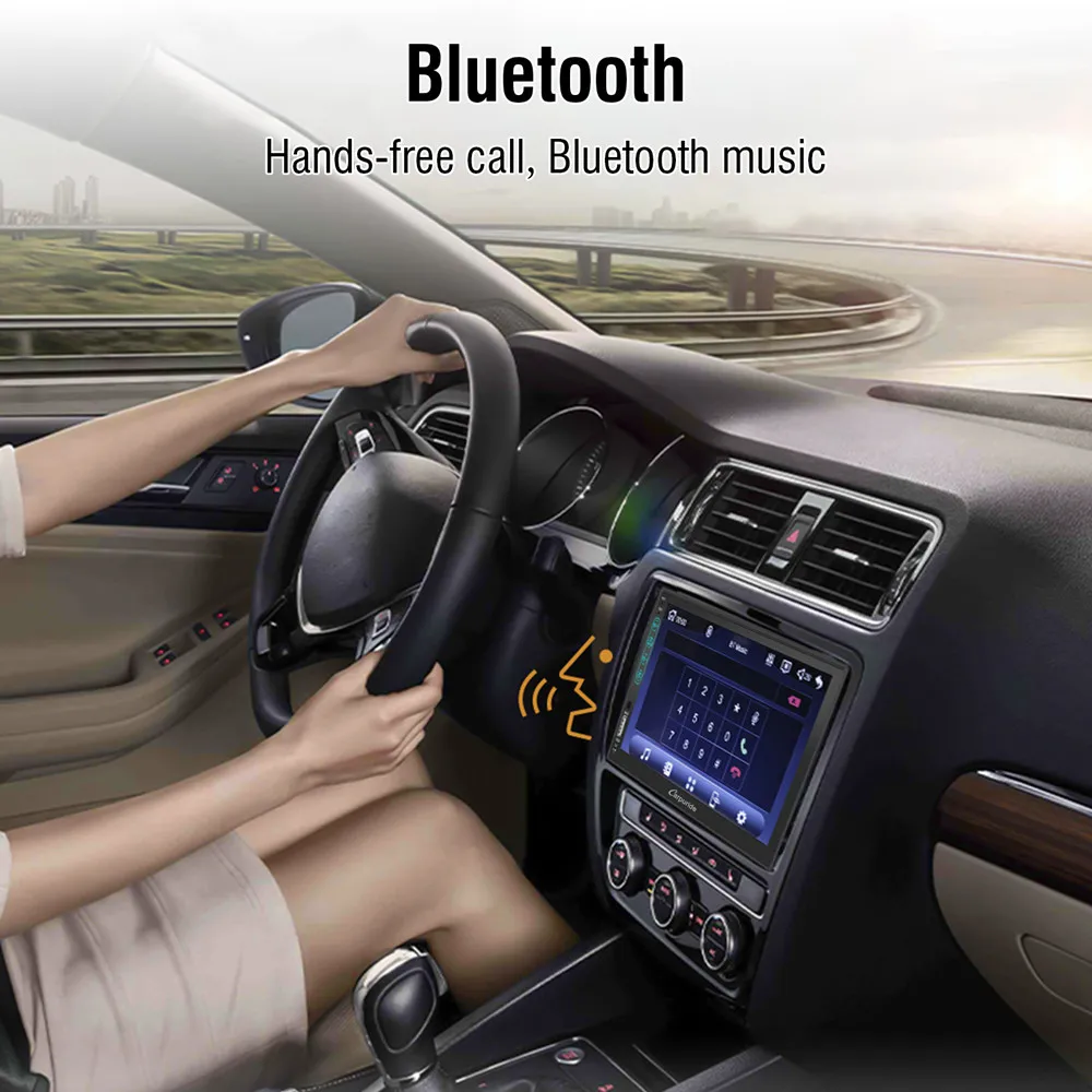 7 Inch with waterproof 1080p Back camera Double Din Car Stereo Carplay and Android Auto Touch Screen Car Audio Receiver MP5