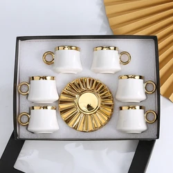 Ceramic Cup Set for Tea& Coffee Espresso Color Gold  Porcelain Turkish Cup and Saucer