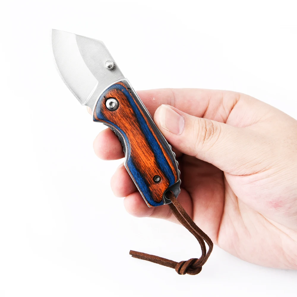 OEM/ODM custom small edc wood handle folding knife knifes outdoor mini survival tactical hunting  pocket knives couteau pliant