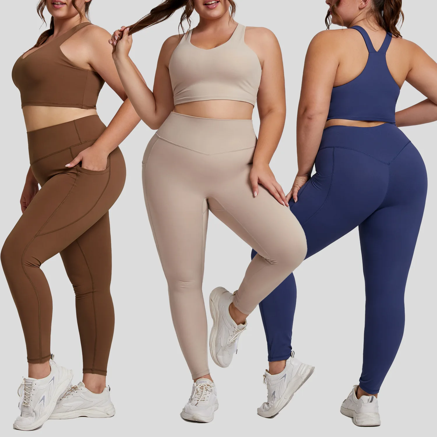 European Plus Size XS to XXXL Yoga Sets Naked Feeling Lulu Sports Workout Wear Squat Proof Sport Set For Women