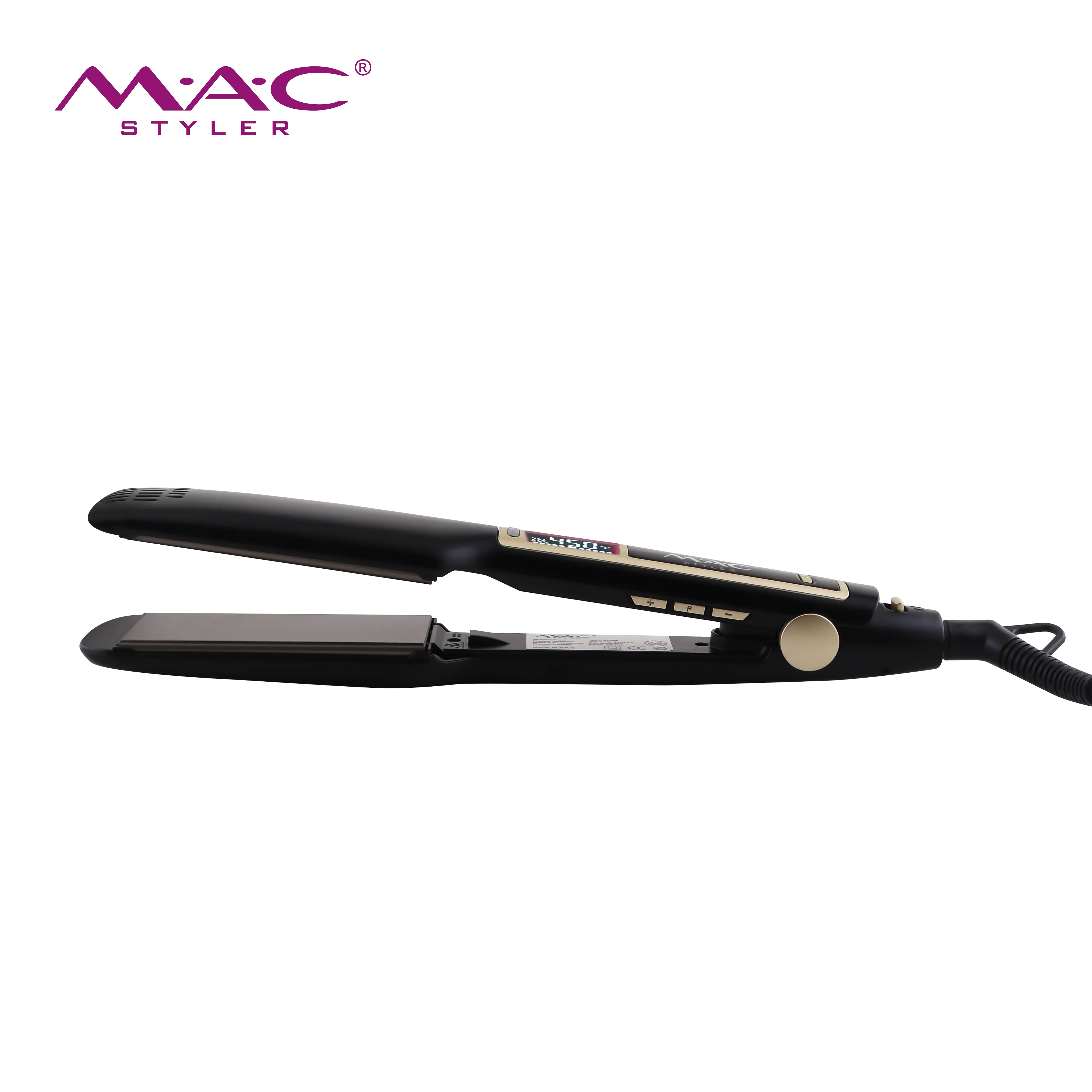 MAC best quality  450F flat iron LCD display wide plate hair straightener Professional hair iron  hair straightener