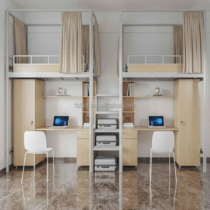 Campus furniture cheap wall bunk bed with wardrobe adult metal bunk beds with desk  bunk beds set