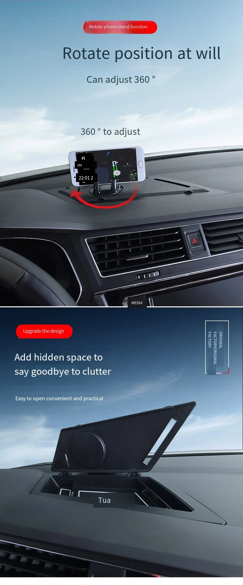 In-car Mobile Stand Car Phone Holder Wireless Charging Phone Holder for Car Zero hour stop sign Credit card integrated box
