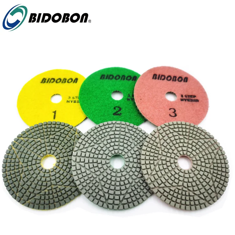 4inch  High Efficiency  Shuriken Type 3 Step Polishing Pad For Granite And Quartz