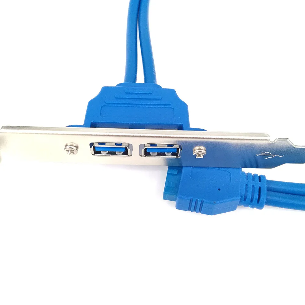 
New Computer Extender Cable USB 3.0 Back Panel Expansion Bracket to 20Pin Header Cable (2-Port) 