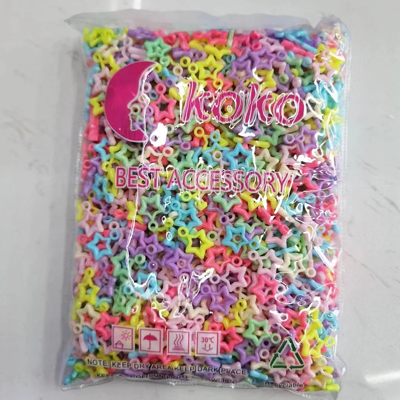 CJ loose beads five pointed star Heart flower butterfly five pointed star plastic beads Mix color