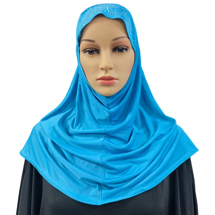 HOT Beautiful Gilr or Adult Young Woman Muslim Hijab with Stones Islamic Scarf Shawl Headscarf Hat Armia Pull on Wrap S/M/L Size