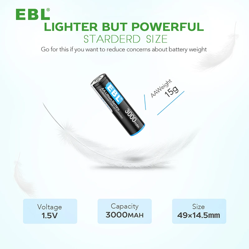  Оптовая продажа литий-ионные аккумуляторы EBL AA 3000 мАч 1 5 в защита от