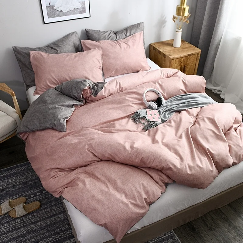 
Low MOQ Solid Color Single Twin Full Queen King Size Duvet Cover Home Comforter Bedding Set 