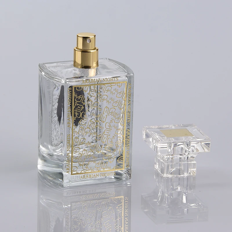 100ml dubai popular glass spray golden perfume bottle