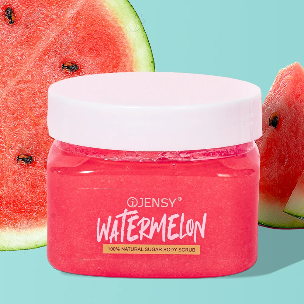 Private label custom sugar scrub shea butter coconut oil natural organic watermelon exfoliating whitening women body scrub