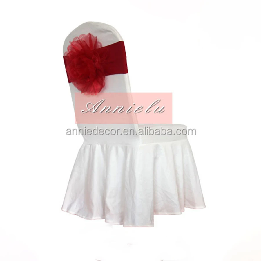 
New design red organza flower chair sash for wedding banquet 