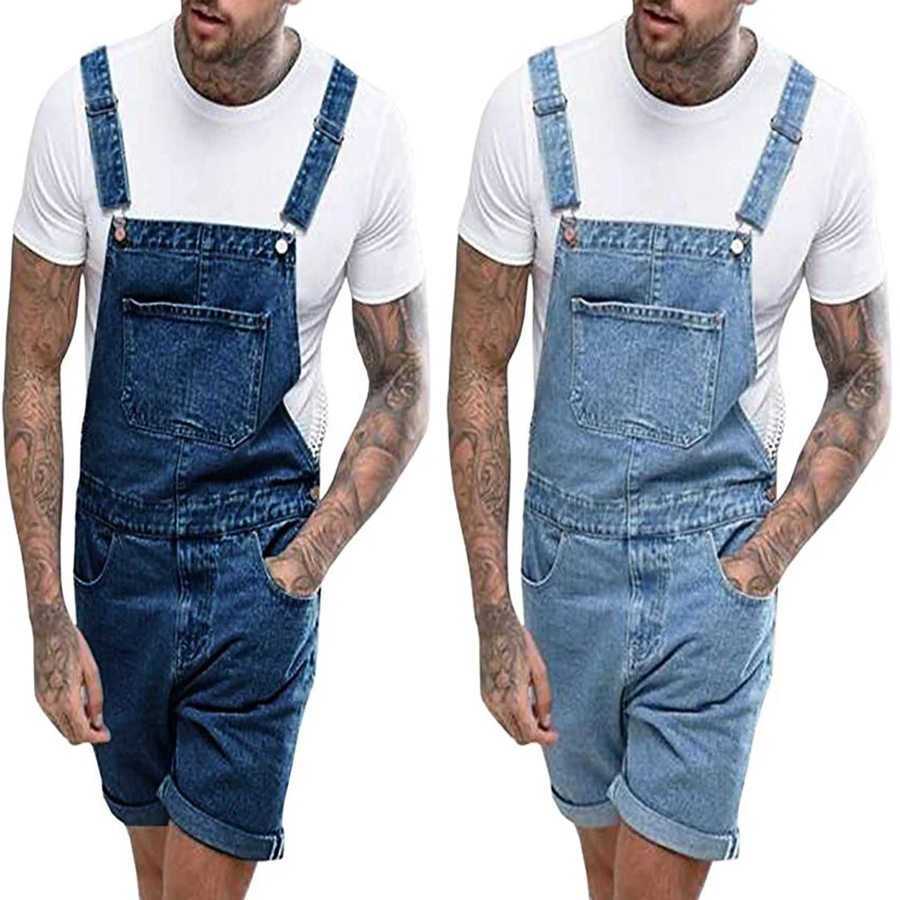 WSU-002 Vintage blue denim dungarees for men denim jumpsuit short jeans overalls for workwear