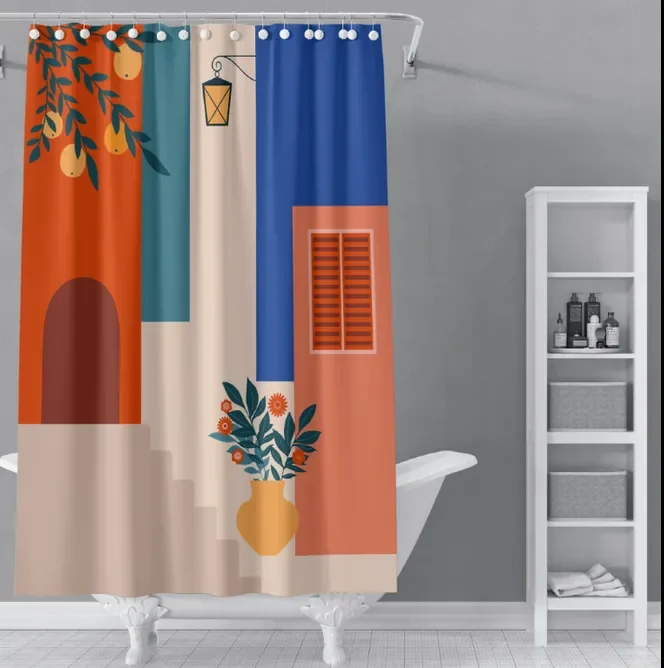 Amazon Best sale Custom Shower Curtain Bathroom Fabric Fall Curtains Waterproof Colorful Funny with Standard Size
