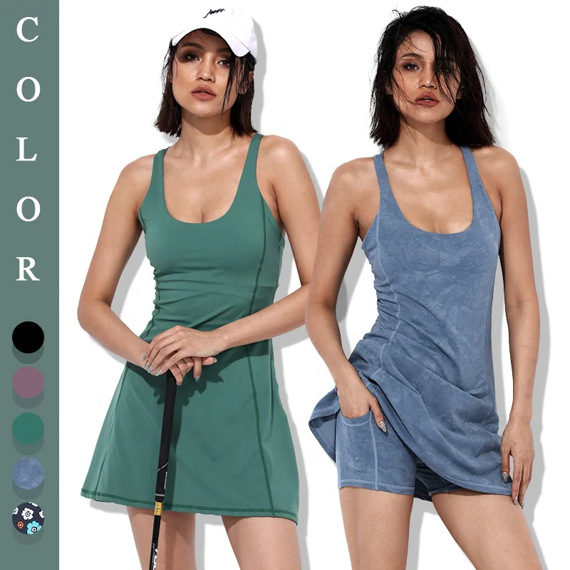 Wholesale Summer Gym Fitness Sports Shorts Plus Size Dress Wear Two Piece Women Ball Pockets Tennis Skirt